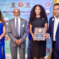 From left, First Responders LC President Dimple Willabus, Governor Elect Antonio Robles, First Responders Leo Club President Anaya Willabus and 1st. Vice District Governor Romeo Hitlall.