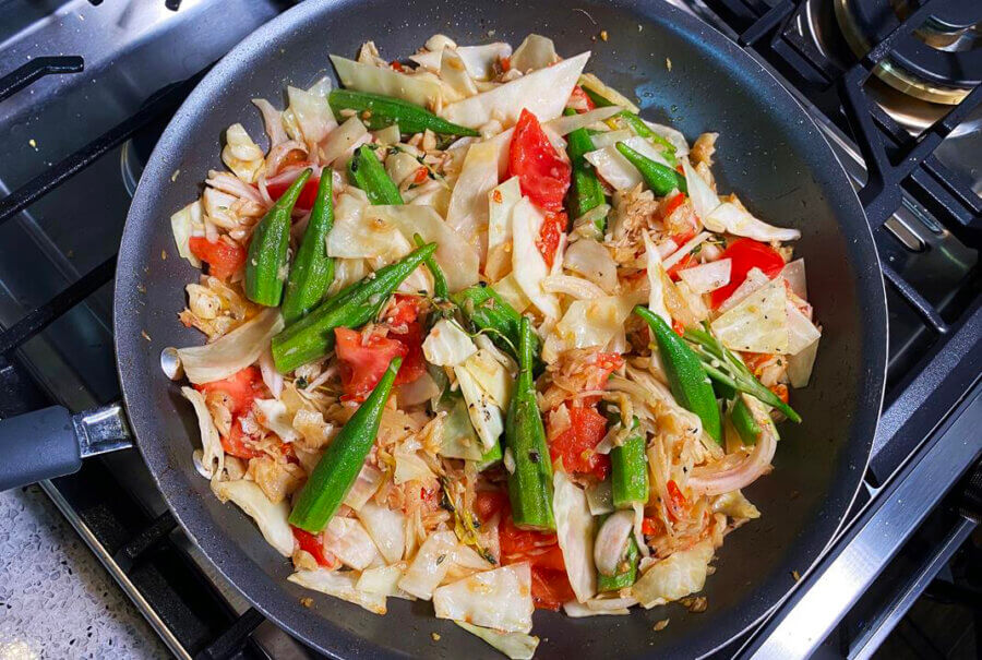 Stewed Saltfish With Okra And Cabbage Caribbean Life