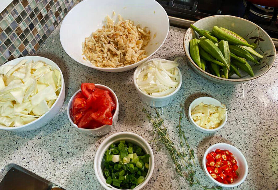 Stewed Saltfish With Okra And Cabbage Caribbean Life