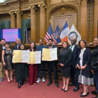 Brooklyn Borough President Antonio Reynoso sixth from left, with honorees during a Asian American, Native Hawaiian & Pacific Islander Heritage Month Celebration at Borough Hall. 