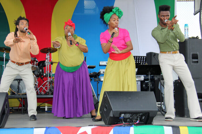 Braata Folk Singers perform in September 2022 during the Guyana Cultural Association's Folk Festival at the Old Boys & Girls High School Grounds in Brooklyn.  