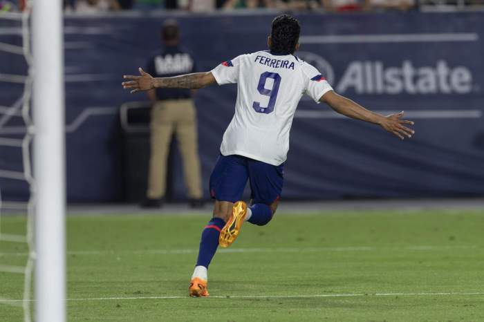 Jesus Ferreira celebrates his goal 1-1 of USA during the game United States (USA) vs Mexico (Mexican National Team), corresponding the Allstate Continental Classic 2023, at University of Phoenix Stadium (State Farm), on April 19, 2023.