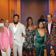 Founder of Calvary's Mission Food Pantry ,Tony Singh, left, next to Kevin Sookdeo, Diandra, Nadia Sookdeo, and Roger Gary, at Calvary's Mission Food Pantry 2nd Annual Fundraising gala at Terrace on the Park, to raise funds to combat food insecurity. 