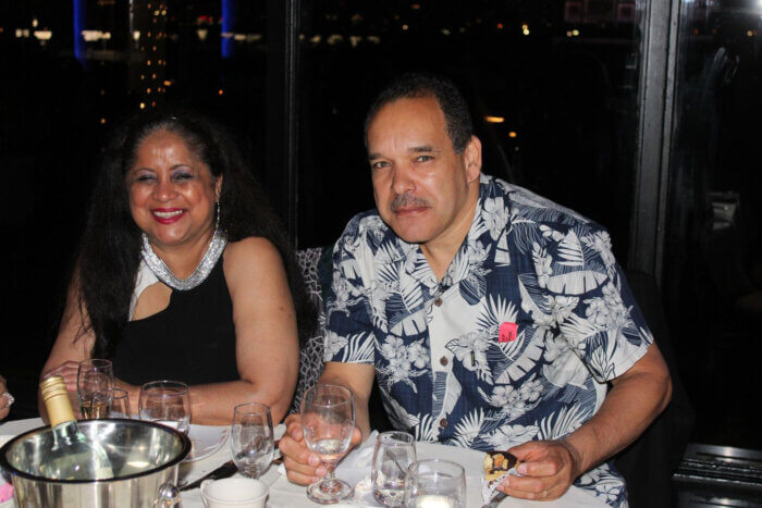 Brenda Locke, and husband Jonathan Locke, prominent furniture designer and owner of Bronx Timehri Studios, at Calvary's Mission Food Pantry 2nd Annual Fundraising Gala, at Terrace on the Park. Jonathan praised Tony Singh for his dedication to the underserved.