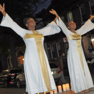 The Stukes sisters, Janessa, 16, left, and Jaydah, 17, perform liturgical dance to loud applause.