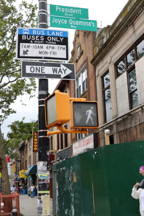 Street sign of Joyce Quamina's Way. 