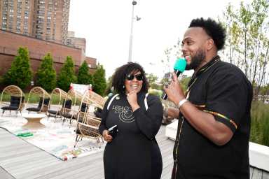 Event host and Universe City NYC Executive Director Franklyn Mena introduces MEC Cannabis Research Grant Program Coordinator and Legacy Core Foundation Founder Vikiana Reyes Clement. 