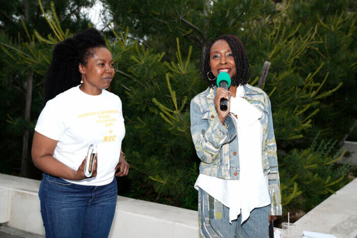 Dr. Alicia Reid, the MEC Chemistry and Environmental Science Department chair, stands with Brooklyn Congresswoman Yvette Clark (D-09).