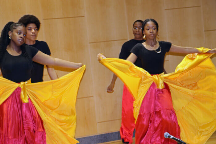 Dancers from Medgar Evers College Preparatory School Dance Theatre.