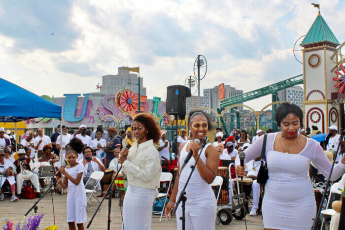 This young African rapping group, explores the culture with their verses to thrill the crowd at the 34th Annual Tribute to the Ancestors on the Coney Island boardwalk, on June 10.