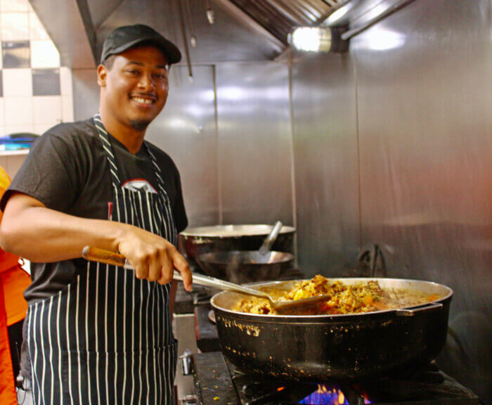 Trinbagonian foodie nation chef Shaun, who has thousands of followers on social media, cooked up a storm at Chicken Curry Box, in South Richmond Hill, Queens, to showcase ALLFROM1SUPPLIER.COM a Caribbean cooked food and groceries shipping platform.