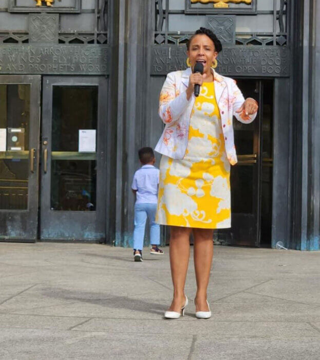 NYC Commissioner of Cultural Affairs Laurie Cumbo during Tropicalfete Carnival Festival at Brooklyn Public Library Plaza. 