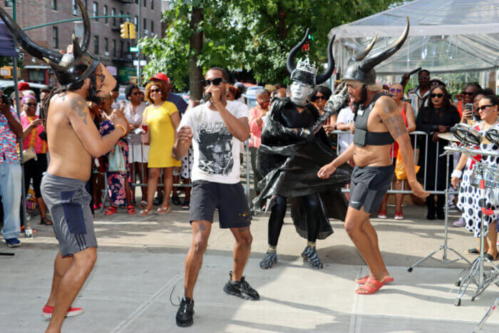 Jab Jab masqueraders with DJ during the launch of J’Ouvert 2023.