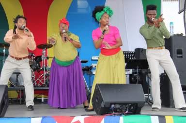 Braata Folk Singers perform in September last year during the Guyana Cultural Association's Folk Festival at the Old Boys & Girls High School Grounds in Brooklyn.