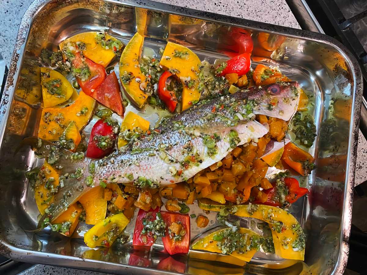 Delightful Stuffed Yellowtail Snapper recipe.