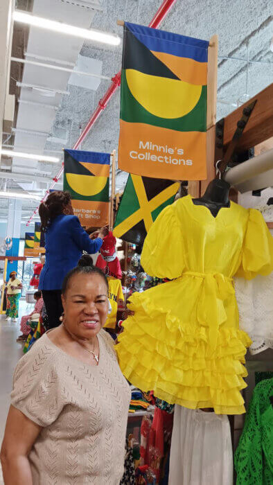 Minnie of Minnie's Collection in Flatbush Central Caribbean Marketplace, at the intersection of Flatbush (Dr. Roy Hastick Way) and Caton Avenue, Brooklyn.
