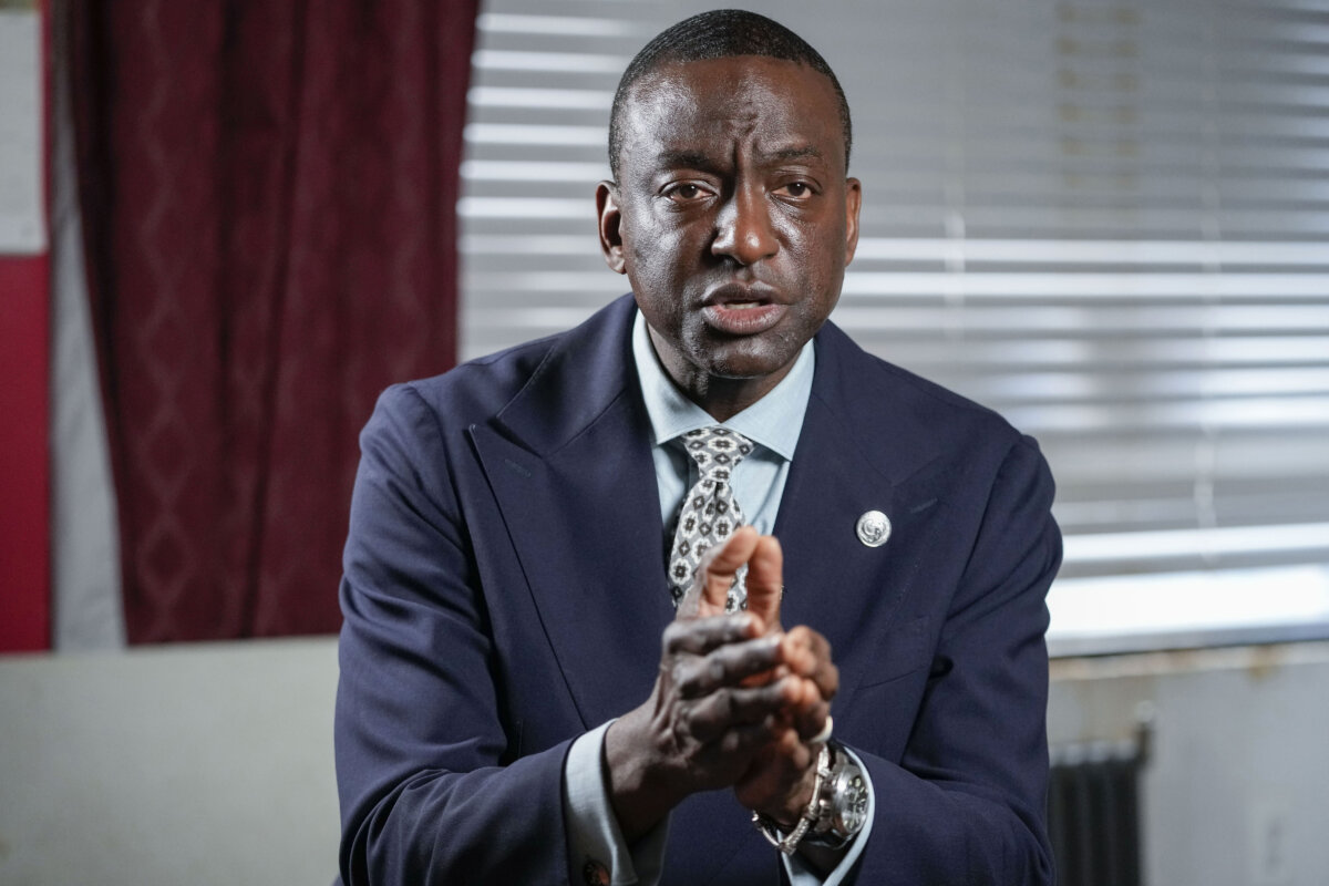 Newly elected New York City Council member Yusef Salaam seen here speaking during an interview with The Associated Press, May 24, 2023, in New York.