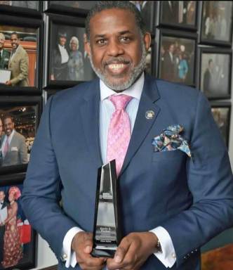 Senator Kevin Parker with his "Hall of Fame Honoree" award.