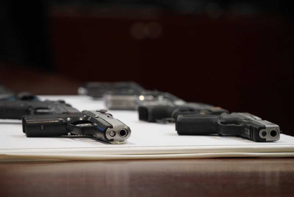 Guns recovered from a February 2023 gang bust.