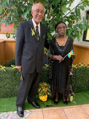 Dr. Basil K. Bryan, former consul general and Vena W. Baker at New Tabernacle UPC