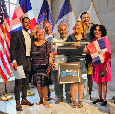 Brooklyn Borough President Antonio Reynoso (left) with honorees.