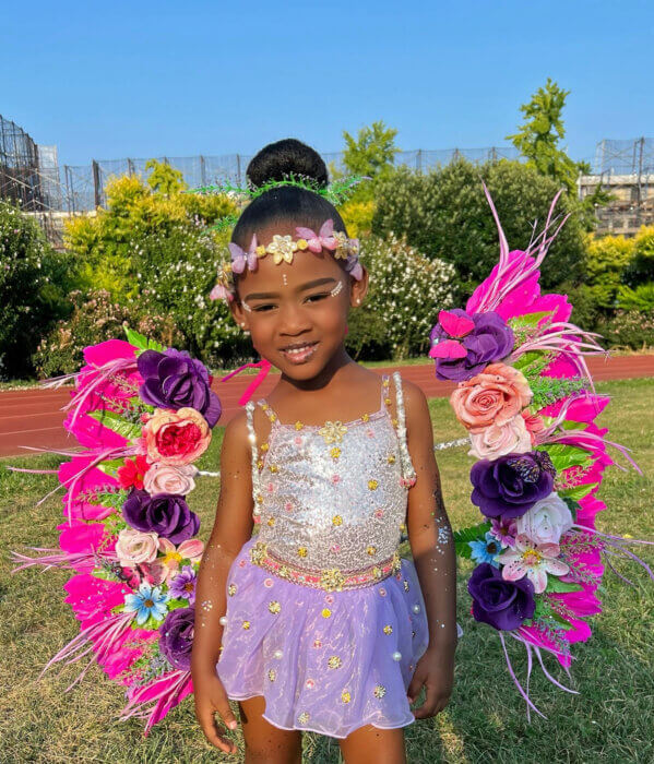 Kai'lan-Wisdom Rodriguez Debroose, wears a Midline costume entitled 'Fairy in the Garden.’