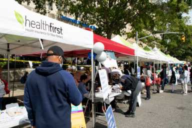 Participants registering at the health fair.
