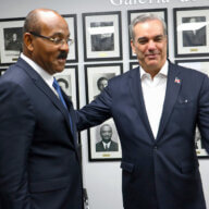 Antigu and Barbuda Prime Minister Gaston Browne (left) with the President of the Dominican Republic Luis Abinader.