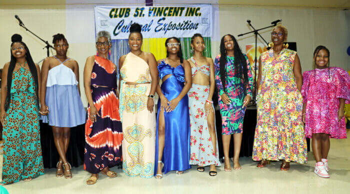 Models wearing outfits designed by Pamela Browne, chief designer of 98 Collections.