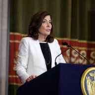 Sept. 26, 2023 - Albany, NY - Governor Kathy Hochul speaks during a news conference in the Red Room at the State Capitol.