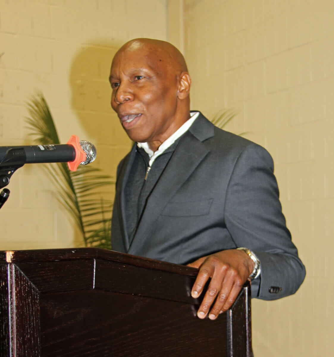 Vaughan Toney gives acceptance speech after he was appointment as Ambassador-at-Large in September 2022.