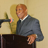 Vaughan Toney gives acceptance speech after he was appointment as Ambassador-at-Large in September 2022.
