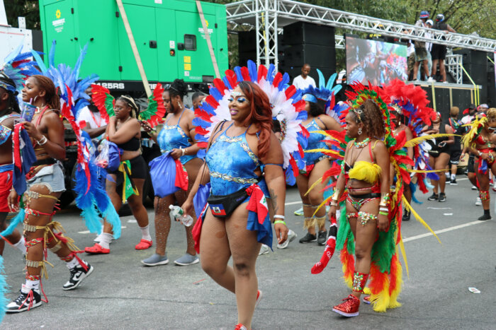 Masqueraders from Banoche Mas, a Haitian band.