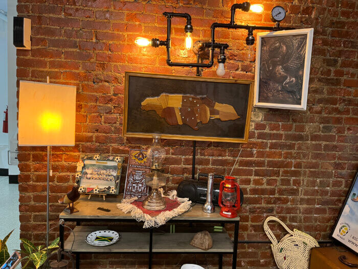 Items found in a typical home in Jamaica on display.