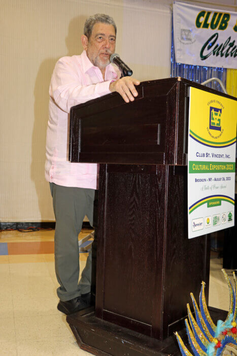 PM Dr. Ralph E. Gonsalves addresses exposition.