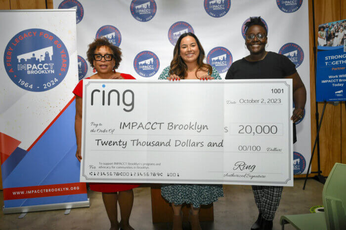IMPACCT Brooklyn Executive Director Bernell Grier, Raquel Medrano Community Engagement Manager - Amazon Devices and Services, IMPACCT Brooklyn Naila Moore Chief Development Officer.