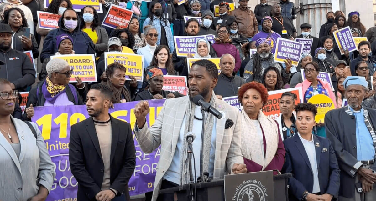 Local elected officials gathered at Brooklyn Borough Hall on Sept. 27 to demand accountability from One Brooklyn Health after the longtime CEO was suddenly ousted.