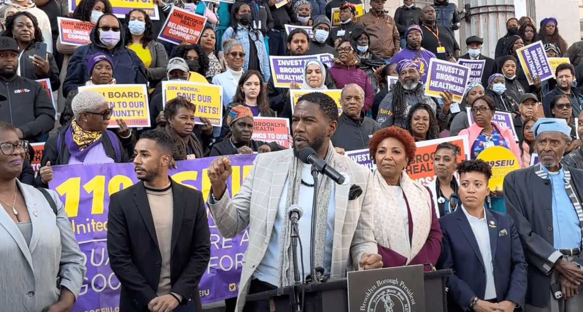 Local elected officials gathered at Brooklyn Borough Hall on Sept. 27 to demand accountability from One Brooklyn Health after the longtime CEO was suddenly ousted.