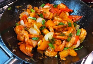 Sweet and Sour Pineapple Shrimp.