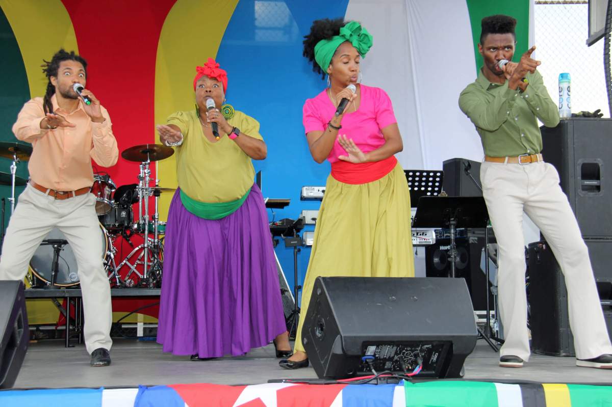 Braata Folk Singers perform at the Guyana Cultural Association's Folk Festival at the Old Boys & Girls High School Grounds in Brooklyn.