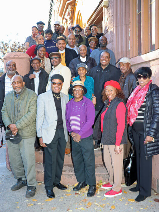 Members of IUOM on steps of IUOM headquarters on Putnam Avenue in Bedford-Stuyvesant, Brooklyn.