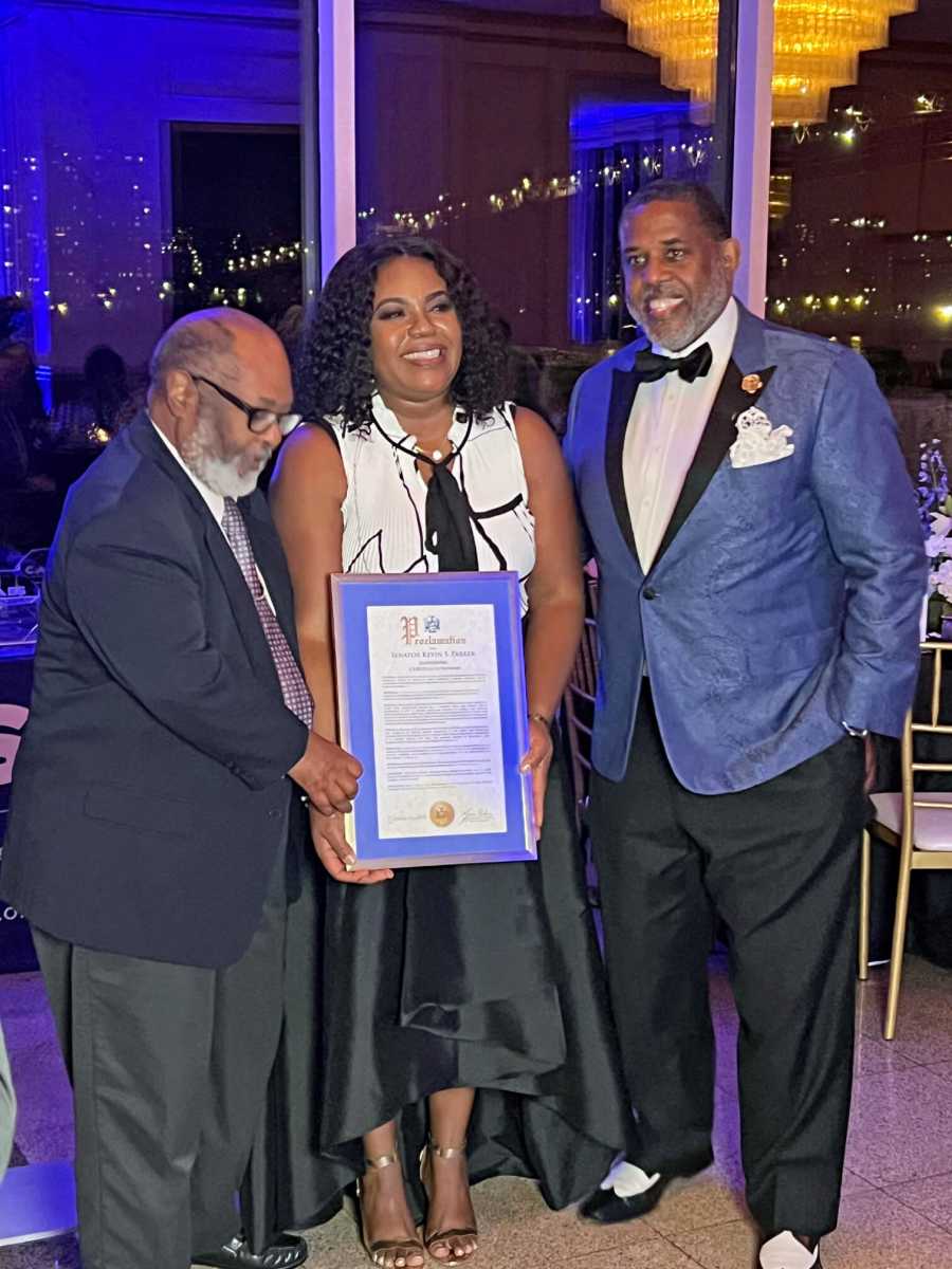 From left: Williams Andrew, chairman and co-founder, Sherly Demosthenes-Atkinson, CEO and NYS Sen. Kevin Parker.
