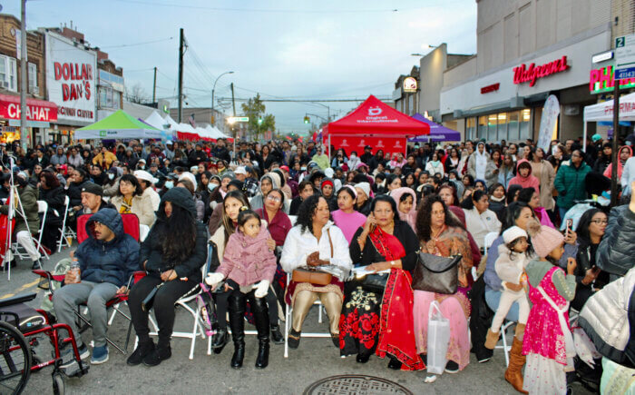 Hundreds surrounded the stage to support the Annual Diwali festival in Richmond Hill, Queens, after a protest rally to oust the organizer leading up to the event.