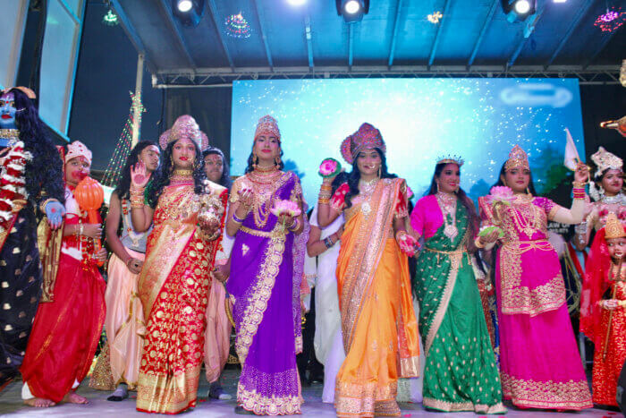 The beautiful Goddesses adored in bejeweled saris paraded through the crowd to loud applause during the dazzling Diwali Festival in Richmond Hill, Queens.