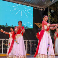 The Sanasani Dance Group members go through their paces during a sensational performance at the Annual Diwali Festival in Richmond Hill, Queens.