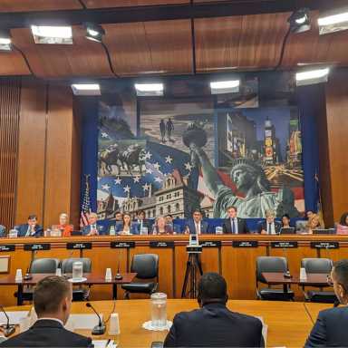 Office of Cannabis Management testified in front of The New York State Subcommittee on cannabis at their first-ever public hearing. From left: Patrick McKeage, First Deputy Director; Chris Alexander, Executive Director; Damian Fagon, Chief Equity Officer.