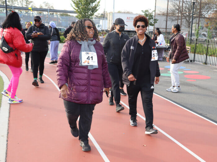 Dr. Sandra Scott, right, executive director for Brookdale Hospital, One Brooklyn Health, participates in the Walk.