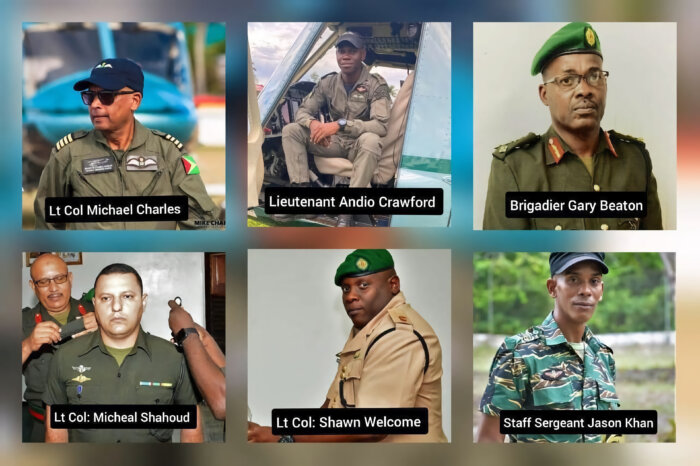 Members of the Guyana Defence Force who were on board the helicopter which is now missing.