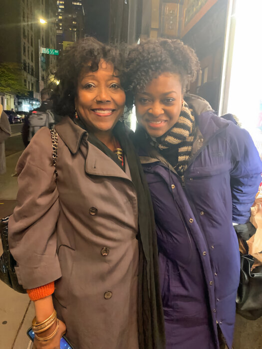 Haitian national Yolande Leger (left) with Tony award nominee Haitian actress Pascale Armand.