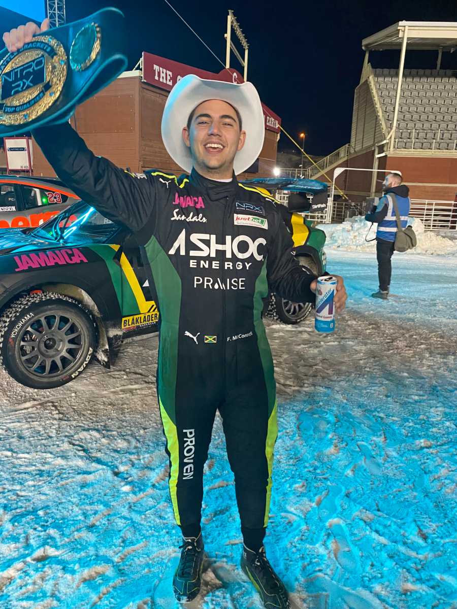 Jamaican race driver Fraser McConnell at Nitrocross in San Bernardino, which was held from Dec. 9-10 at the Glen Helen Raceway.